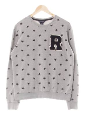r.athleticjeans 그레이 스타패턴 면혼방 부클알패치맨투맨