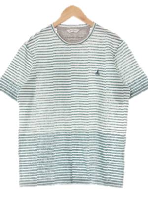 빈폴 쉐이드그린그레이 스트라이프 린넨혼방 자수로고쿨라운드반팔티