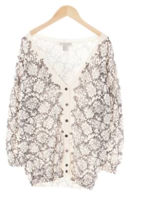 h&m 스노우화이트블랙 플라워패턴 모달혼방 브이넥가디건