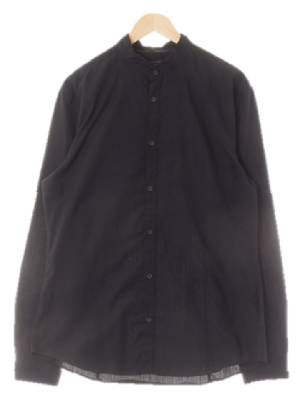h&m 블랙 면혼방 차이나루즈핏긴팔셔츠