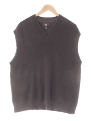 h&m 다크차콜 면혼방 레귤러핏브이넥니트조끼