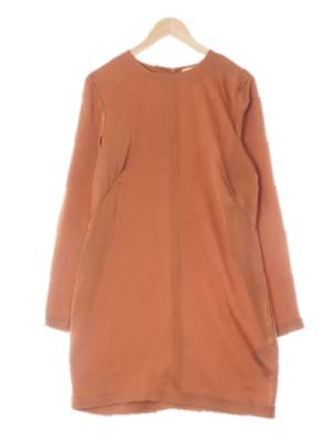 h&m 쉬머카멜브라운 슬림절개세틴원피스