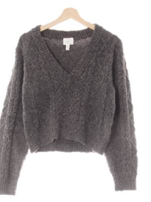h&m 다크그레이 울혼방 피셔맨헤어리크롭니트