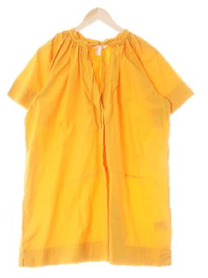 h&m 골든옐로우 면 셔링넥리본라그란절개원피스