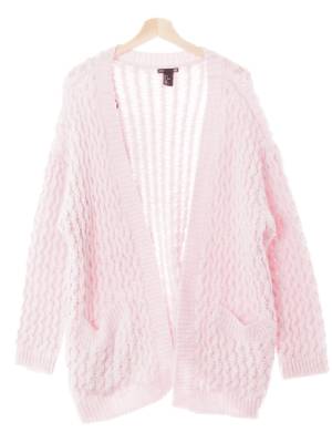 h&m 핑크 울혼방 뜨개오픈롱가디건