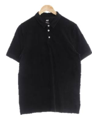 h&m 블랙 면혼방 스트레치반팔카라티