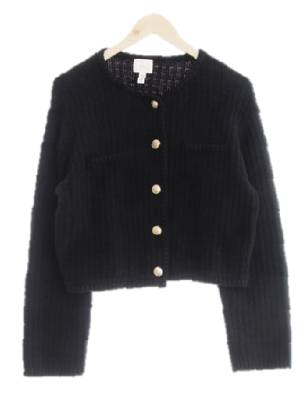 h&m 블랙 면혼방 골지뜨개가디건