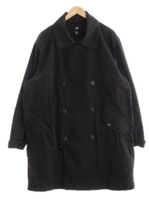 h&m 블랙 면혼방 빅카라사선집업트렌치재킷