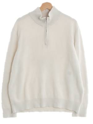 h&m 아이보리 면 하프집업하이넥스웨터