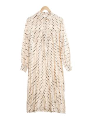 h&m 베이지 땡땡이 레이온 셔츠원피스 