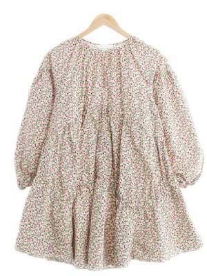 h&m 멀티컬러 잔꽃패턴 면 셔링원피스