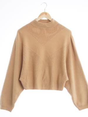 h&m 베이지 하프넥가오리핏긴팔니트