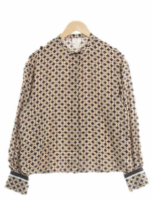 h&m 브라운 스퀘어체인패턴 소매셔링블라우스