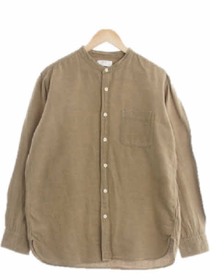 유니클로 카키 린넨혼방 라운드포켓셔츠
