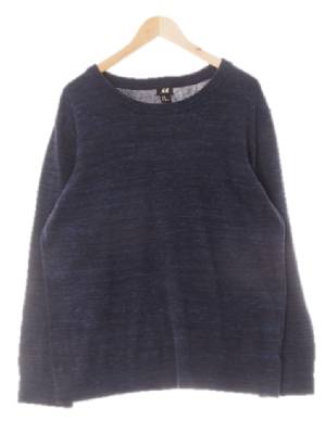 h&m 멜란지네이비 면 라운드넥시보리니트