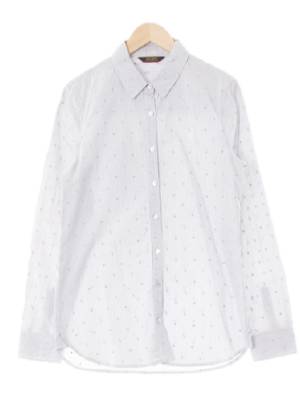 bcbg 라이트블루 스트라이프 면혼방 자수패턴로고셔츠