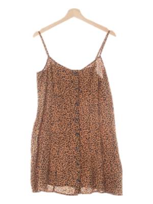 h&m 브릭브라운 호피 비스코스 레오파드민소매블라우스