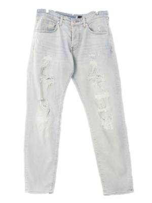 h&m 연청 데님 데미지테이퍼드핏진