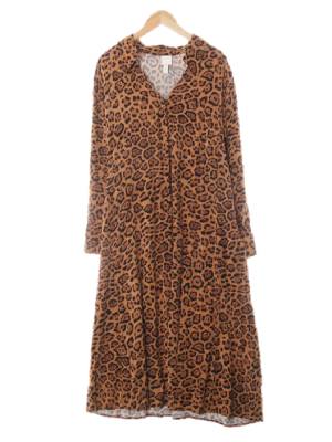 h&m 소프트브라운 레오파드패턴 비스코스 호피맥시원피스