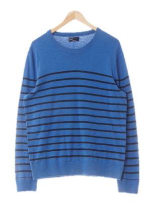 gap 블루 스트라이프 면 라운드넥시보리니트