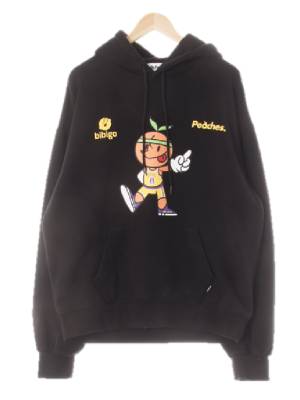 peaches 블랙 면 비비고루즈핏후드티