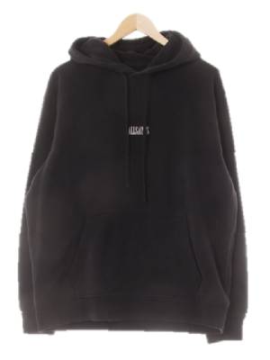 allsaints 블랙 면 루즈핏기모후드티