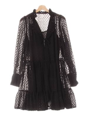 h&m 블랙 시스루 러플카라수술원피스