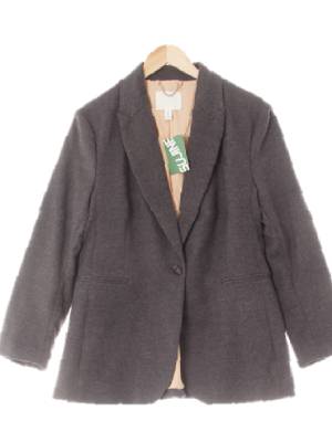 h&m 다크그레이 피크드라펠원버튼배색블레이저