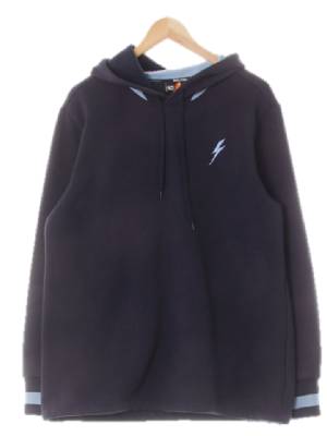 karlmax 네이비 면혼방 번개자수기모후드티