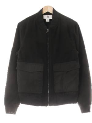 h&m 다크그린 울혼방 빅포켓모직점퍼