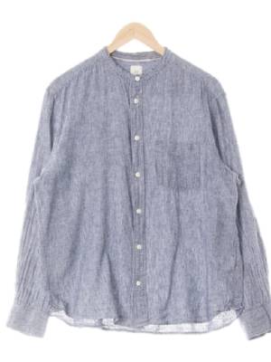 h&m 네이비 스트라이프 린넨혼방 차이나카라원포켓셔츠
