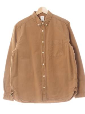 h&m 카멜 면 박스플리츠원포켓셔츠