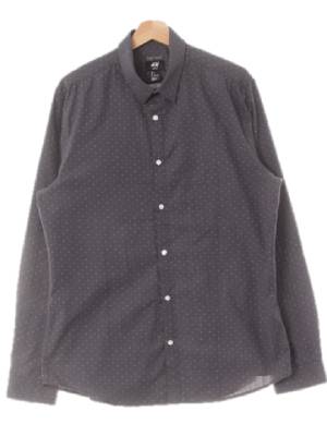 h&m 그레이 도트패턴 면혼방 긴소매셔츠