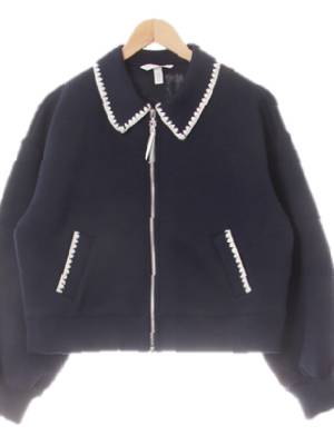 h&m 네이비 비스코스혼방 포인트자수라인네오플랜자켓