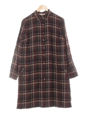 bcbg 다크브라운 체크 울혼방 셔츠형포켓원피스