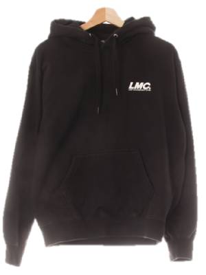 lmc 블랙 면 실리콘로고후드티