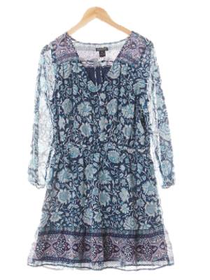 luckybrand 네이비딥틸그린 브이넥에스닉보더원피스