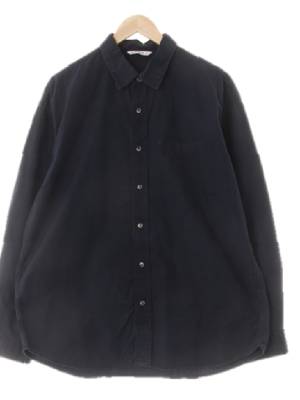 blankroom 네이비 면 싱글포켓베이직셔츠