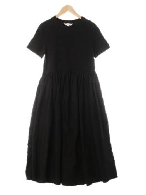 h&m 블랙 면 심플셔링롱반팔원피스