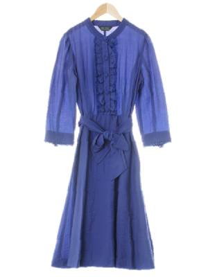 bcbg 울트라바이올렛 프릴레이스하프버튼원피스
