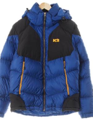 k2 대즐링블루블랙 구스다운 배색로고투톤패딩