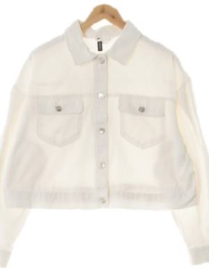 h&m 화이트 데님 드롭숄더크롭자켓