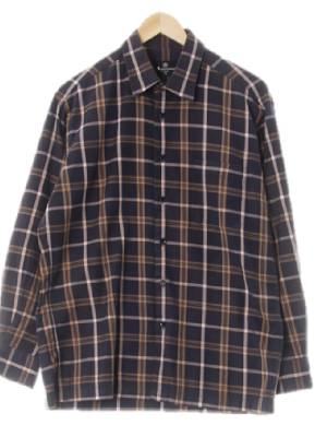 aquascutum 빈티지네이비모카무스브라운 클래식체크 면 긴팔셔츠