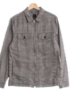 h&m 블랙 체크 비스코스혼방 더블포켓라이트카라자켓