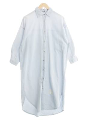 톰브라운 페일아이스블루 면혼방 7부크링클셔츠원피스