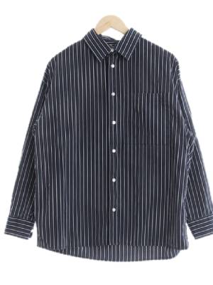 h&m 네이비 스트라이프 면 포켓루즈대비셔츠