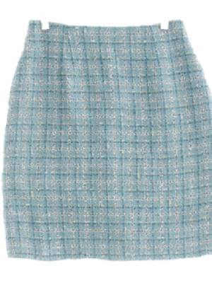 LauraAshley 블루 체크 트위드H라인스커트