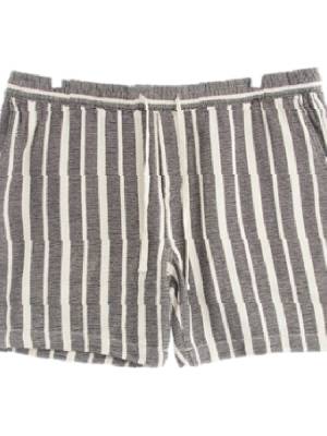h&m 블랙베이지 스트라이프 면혼방 밴딩반바지