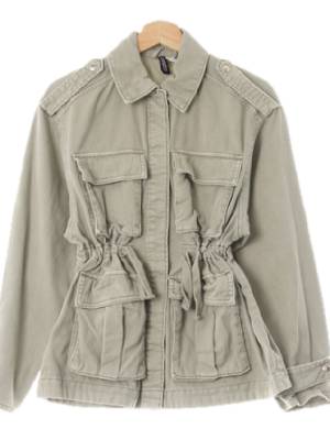 h&m 빈티지세이지그린 면 셔링입체포켓자켓