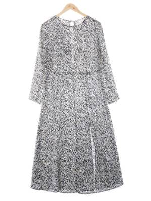 h&m 네이비 크링클백슬릿리본맥시원피스 